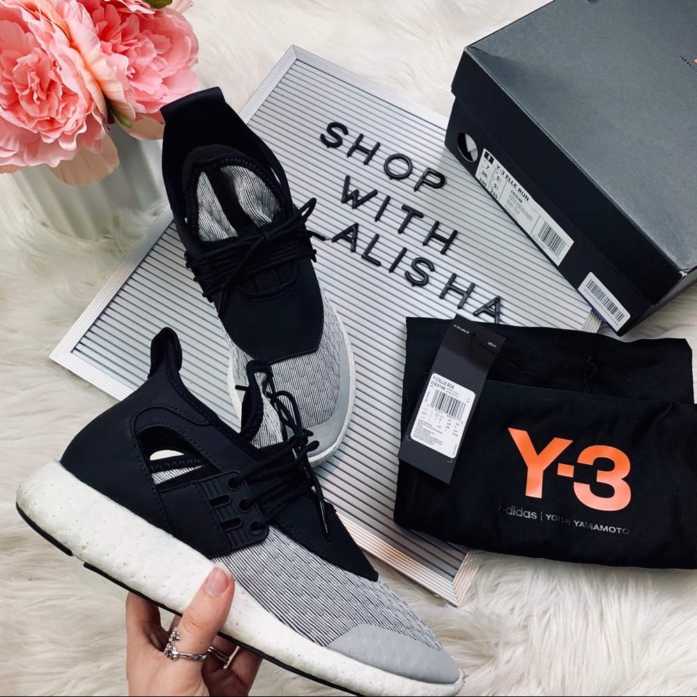 adidas Y-3 Black and Gray Athletic Sneakers